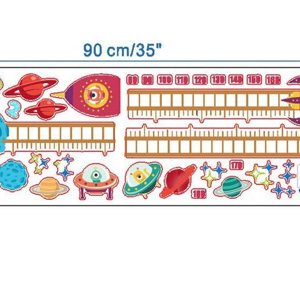 Outer Space Rocket Height Chart Wall Sticker - Galaxy Planets Growth Tracker Decal for Boys Bedroom - Go2buy Australia