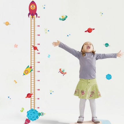 Outer Space Rocket Height Chart Wall Sticker - Galaxy Planets Growth Tracker Decal for Boys Bedroom - Go2buy Australia