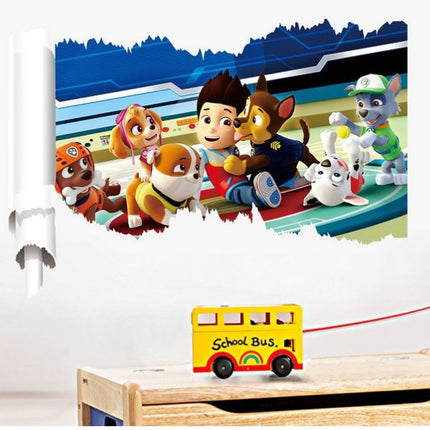 PAW Patrol 3D Wall Hole Sticker - Chase, Marshall & Skye Broken Wall Decal for Kids Bedroom & Nursery Decor - Go2buy Australia