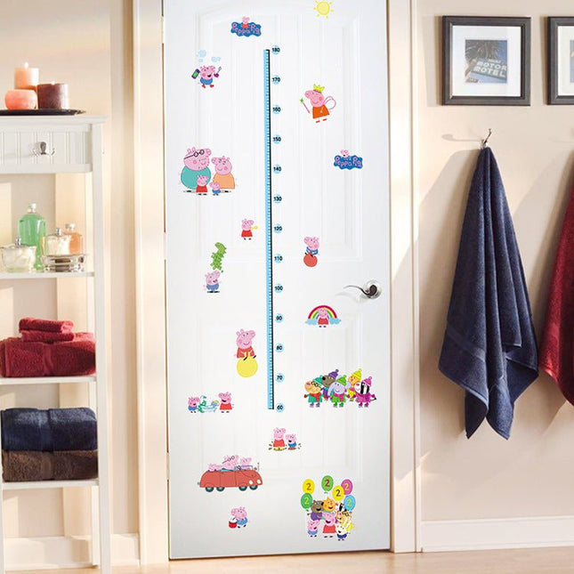 Peppa Pig Family Kids Height Chart Wall Sticker - George & Friends Growth Tracker Decal for Nursery - Go2buy Australia