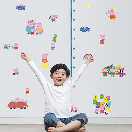 Peppa Pig Family Kids Height Chart Wall Sticker - George & Friends Growth Tracker Decal for Nursery - Go2buy Australia