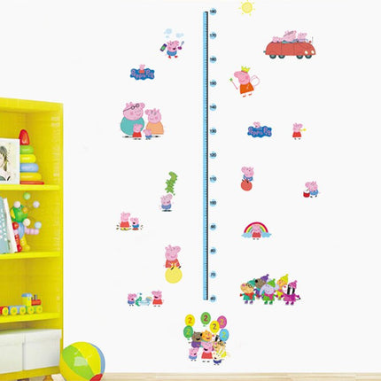 Peppa Pig Family Kids Height Chart Wall Sticker - George & Friends Growth Tracker Decal for Nursery - Go2buy Australia