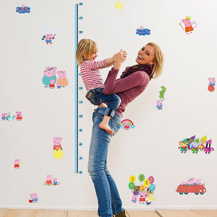 Peppa Pig Family Kids Height Chart Wall Sticker - George & Friends Growth Tracker Decal for Nursery - Go2buy Australia