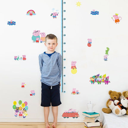 Peppa Pig Family Kids Height Chart Wall Sticker - George & Friends Growth Tracker Decal for Nursery - Go2buy Australia