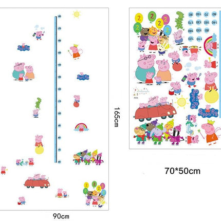 Peppa Pig Family Kids Height Chart Wall Sticker - George & Friends Growth Tracker Decal for Nursery - Go2buy Australia