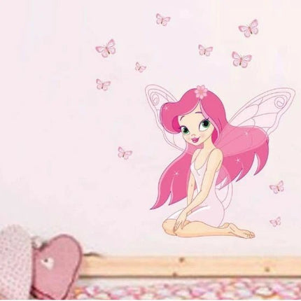 Pink Fairy Nursery Bedroom Wall Decal with Butterflies - Go2buy Australia