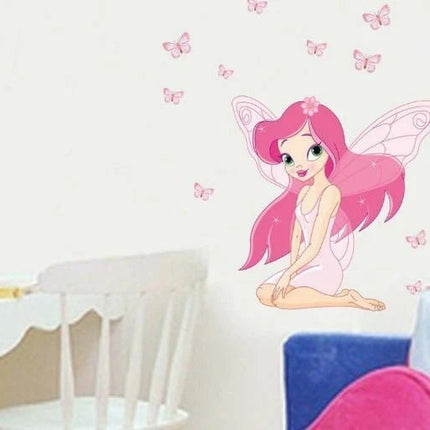 Pink Fairy Nursery Bedroom Wall Decal with Butterflies - Go2buy Australia