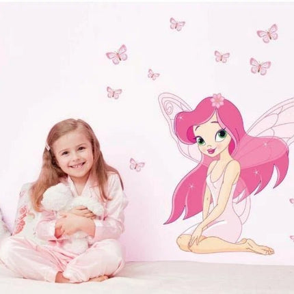 Pink Fairy Nursery Bedroom Wall Decal with Butterflies - Go2buy Australia