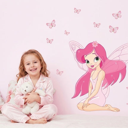 Pink Fairy Nursery Bedroom Wall Decal with Butterflies - Go2buy Australia