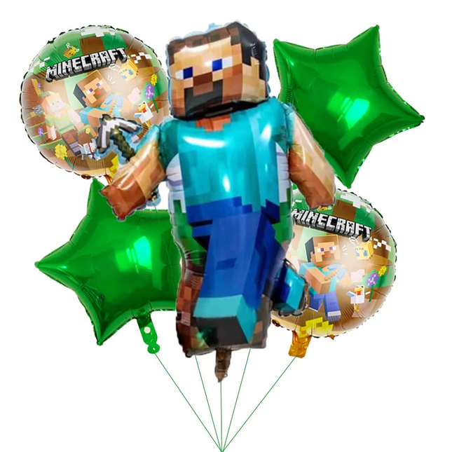 Pixel Game Character Foil Balloon Set – Green Gaming Party Decoration - Go2buy Australia