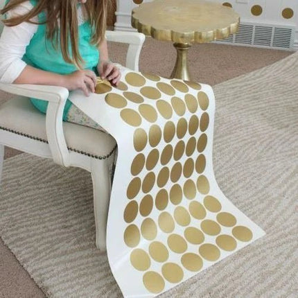 Polka Dot Gold Circle Wall Stickers – Removable Polka Dot Decals - Go2buy Australia