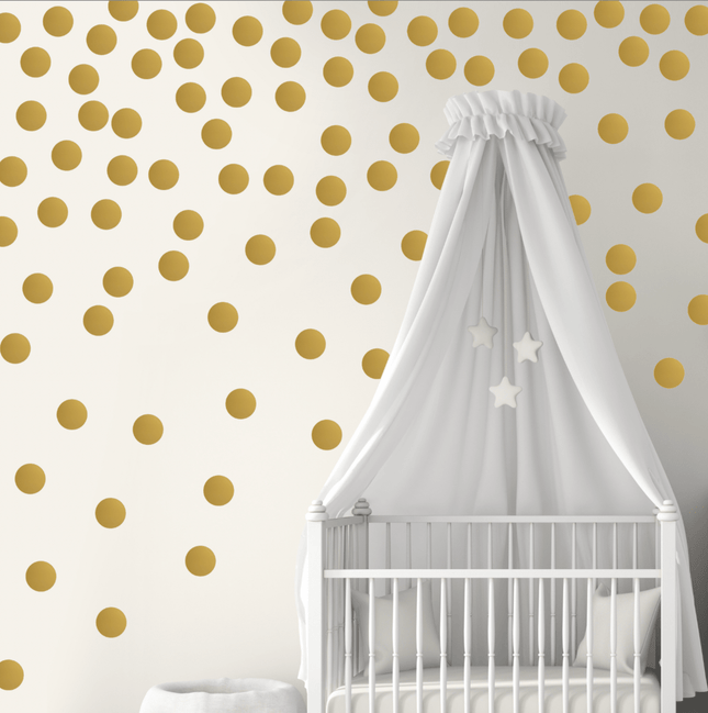 Polka Dot Gold Circle Wall Stickers – Removable Polka Dot Decals - Go2buy Australia