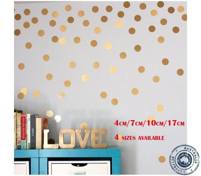 Polka Dot Gold Circle Wall Stickers – Removable Polka Dot Decals - Go2buy Australia