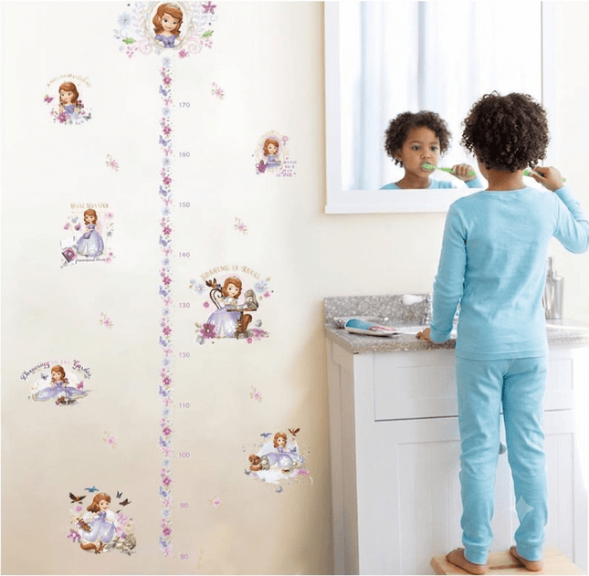 Princess Sofia Kids Height Chart Wall Stickers - Enchanting Royal Growth Tracker Decal for Girls Nursery - Go2buy Australia