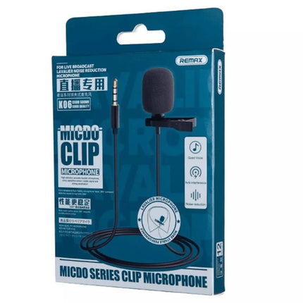 Remax K06 Micro Pro Series Clip - On Lavalier Microphone - 3.5mm Plug & Play - Black - Go2buy Australia