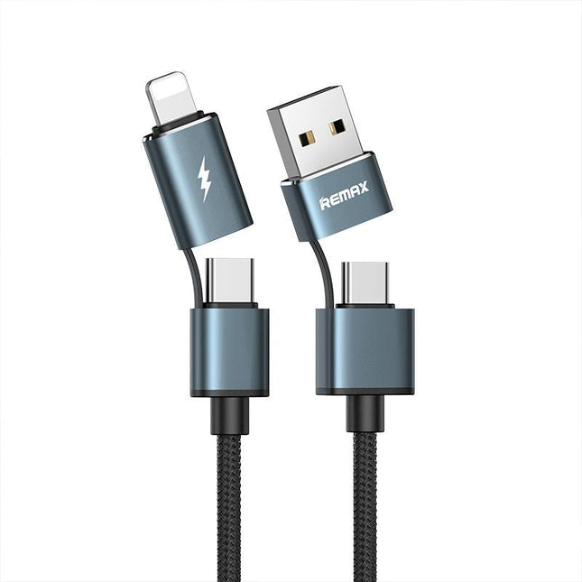 Remax RC - 020t Aurora 4 - in - 1 60W USB - A/C to USB - C/Lightning Fast Charging Cable - Black - Go2buy Australia