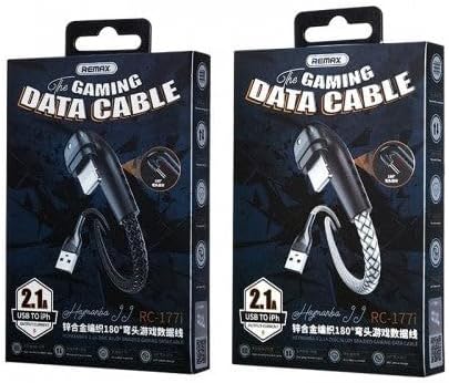 Remax RC - 177i Heymanba II 180° Elbow 8 - Pin (iPhone) Gaming Charging Cable - Silver - Go2buy Australia