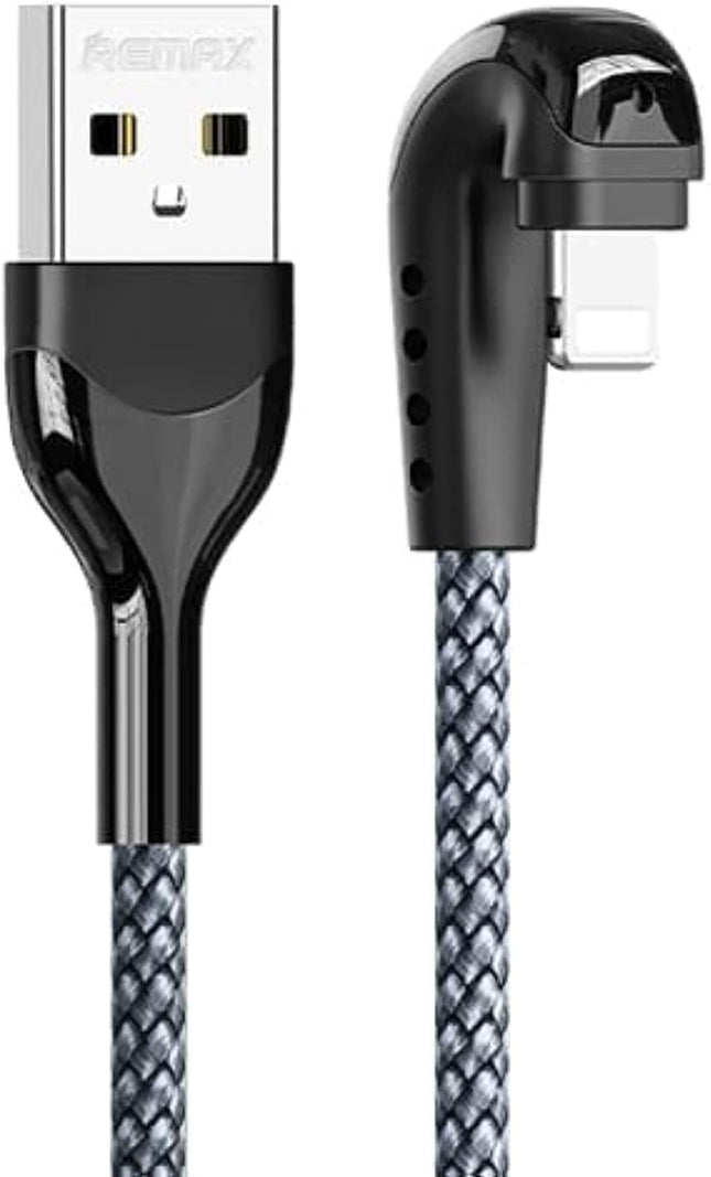 Remax RC - 177i Heymanba II 180° Elbow 8 - Pin (iPhone) Gaming Charging Cable - Silver - Go2buy Australia