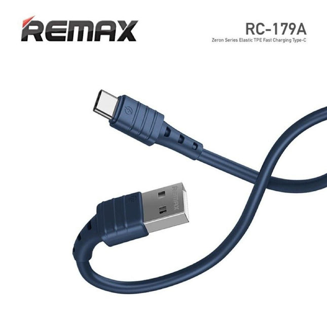 Remax RC - 179a Zeron Series 2.4A USB to Type - C (USB - C) Fast Charging Cable - Blue - Go2buy Australia