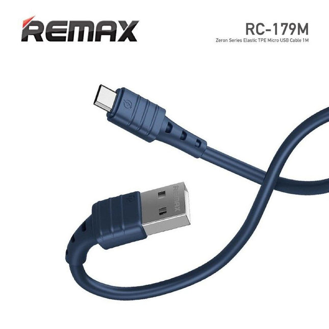 Remax RC - 179m Zeron Series 2.4A Micro USB Fast Charging Data Cable - Blue - Go2buy Australia