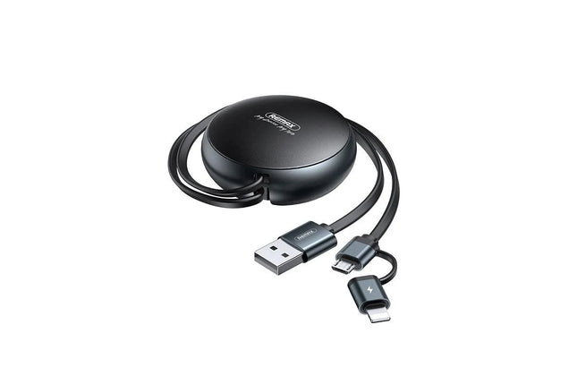 Remax RC - 182i Creation Series 2 - in - 1 Retractable Charging Cable for iPhone (Lightning) and Micro USB - 2A Fast Charge - Go2buy Australia