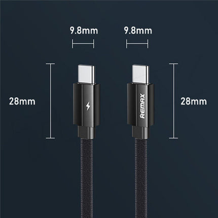 Remax RC - 196c 100W USB - C to USB - C Fast Charging & Data Cable, Tinned Copper Core - Black - Go2buy Australia