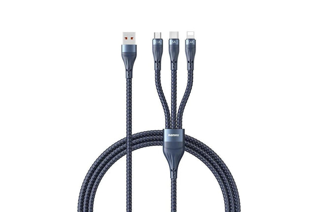 Remax RC - 199th 3 - in - 1 5A USB to Type - C 8 - Pin Micro USB 40W Fast Charging Cable 1.2m - Go2buy Australia