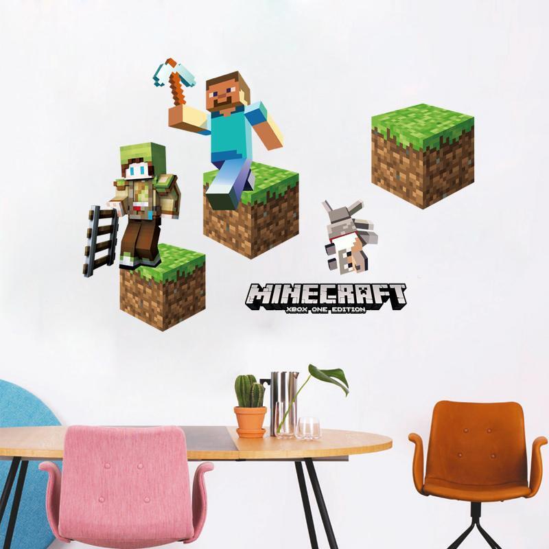 3D Gaming Wall Art Stickers MINE Home Decor Decals PVC Kids Room Game Poster A