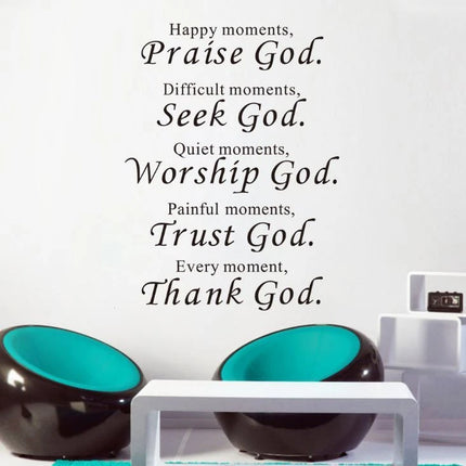 Christian Faith Wall Sticker – Praise, Worship, Trust & Thank God
