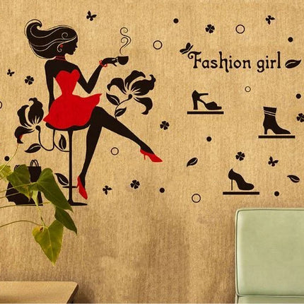 Fashion Girl Beauty Wall Decal for Bedroom & Dressing Room