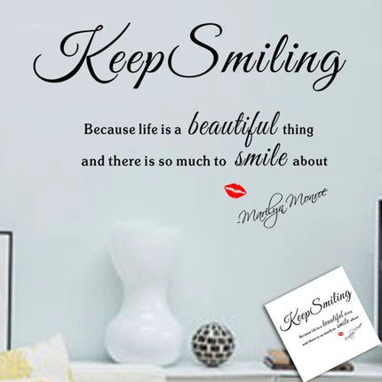 Keep Smiling Removable Wall Sticker – Inspirational Quote Wall Decal