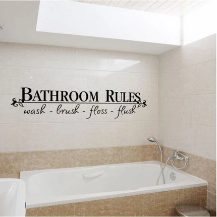 Bathroom Rules Wash Brush Floss Flush Wall Sticker