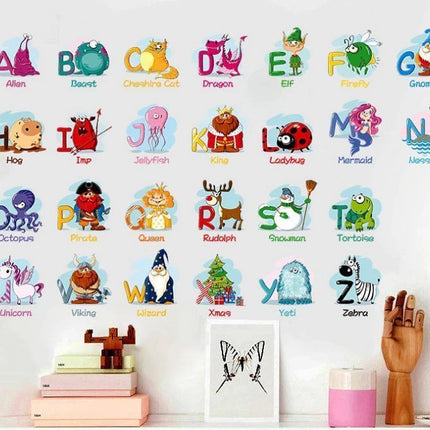 A-Z Alphabet Animal Learning Wall Sticker for Kids Room