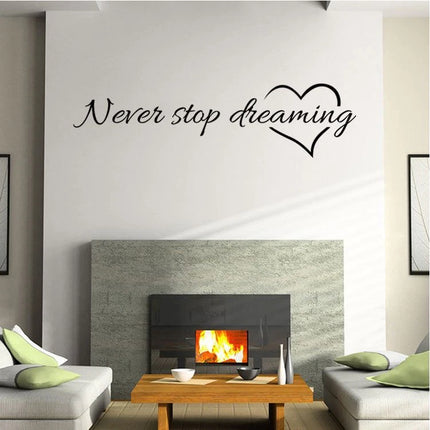 Never Stop Dreaming Removable Wall Sticker – Inspirational Quote Decal