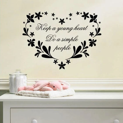 Keep a Young Heart Floral Removable Wall Sticker – Quote Wall Decal