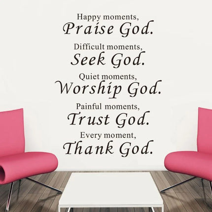Christian Faith Wall Sticker – Praise, Worship, Trust & Thank God