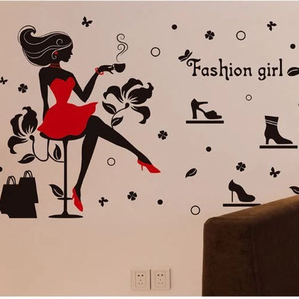 Fashion Girl Beauty Wall Decal for Bedroom & Dressing Room