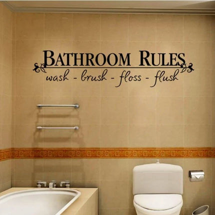 Bathroom Rules Wash Brush Floss Flush Wall Sticker