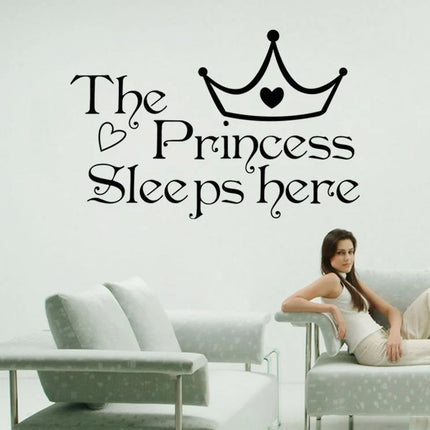 The Princess Sleeps Here Girls Bedroom Wall Sticker