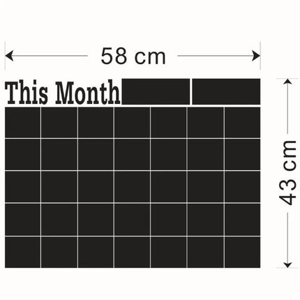 Monthly Chalkboard Calendar Wall Sticker with White Liquid Chalk Pens