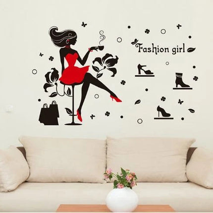 Fashion Girl Beauty Wall Decal for Bedroom & Dressing Room