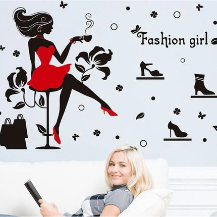 Fashion Girl Beauty Wall Decal for Bedroom & Dressing Room