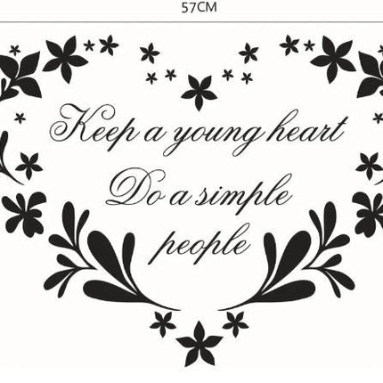 Keep a Young Heart Floral Removable Wall Sticker – Quote Wall Decal