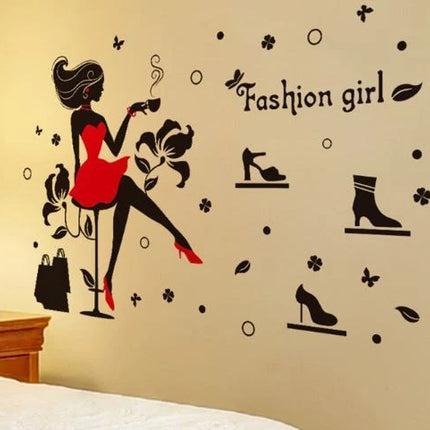 Fashion Girl Beauty Wall Decal for Bedroom & Dressing Room