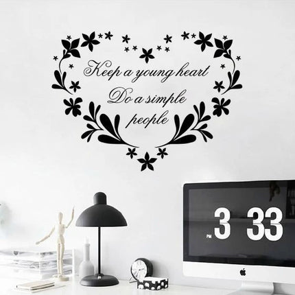 Keep a Young Heart Floral Removable Wall Sticker – Quote Wall Decal