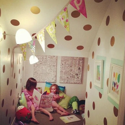 Polka Dot Gold Circle Wall Stickers – Removable Polka Dot Decals