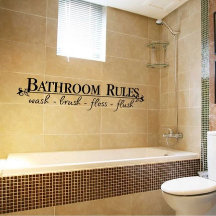 Bathroom Rules Wash Brush Floss Flush Wall Sticker