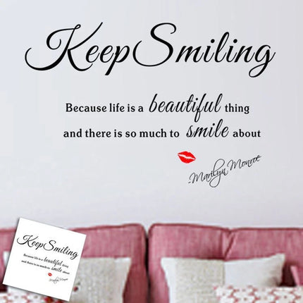 Keep Smiling Removable Wall Sticker – Inspirational Quote Wall Decal