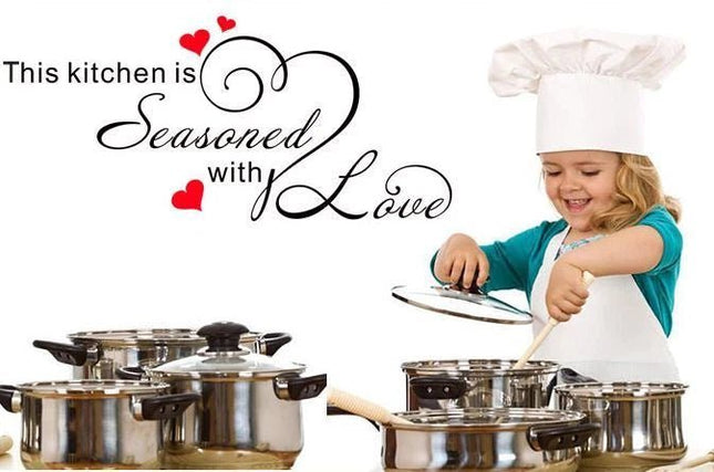 Seasoned with Love Removable Wall Sticker – Kitchen Quote Wall Decal - Go2buy Australia