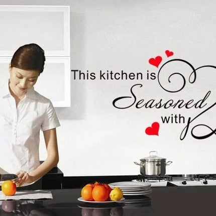 Seasoned with Love Removable Wall Sticker – Kitchen Quote Wall Decal - Go2buy Australia